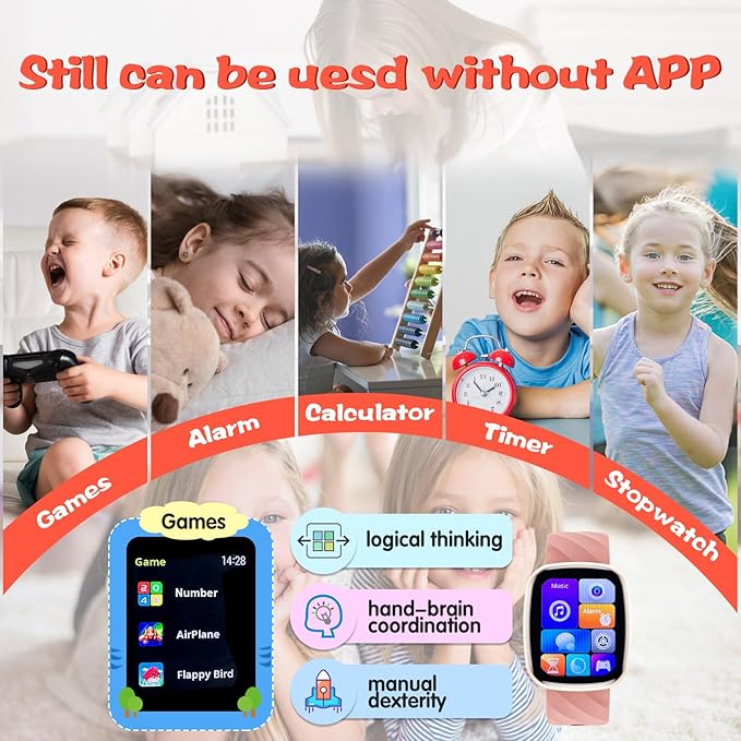 Smart Watch for Kids Fitness Activity Tracker for Boys Girls, Waterproof, Puzzle Games, Alarm Music, Sport Mode, Heart Rate, Sleep, Pedometer, Children Smartwatch Birthday Gift for Teens, Gold