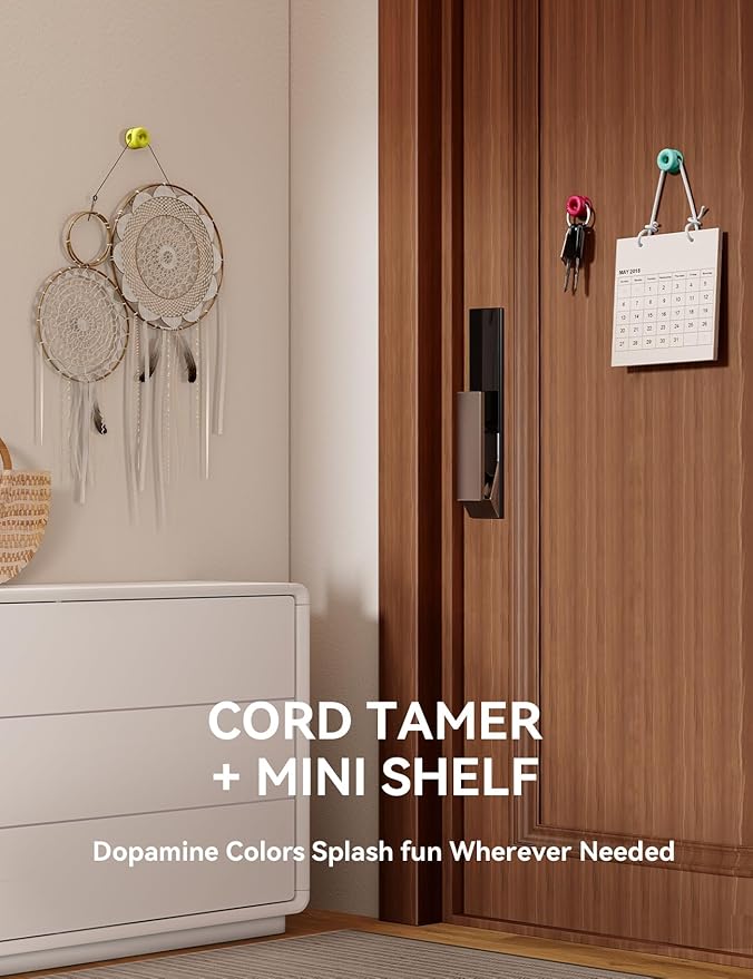 8Pack Cord Organizer JOYROOM Cable Clips [1s Side-Snap Lock] Silicone Cord Holder Cable Management, Adhesive Cord Clips Phone Charger Wire Keeper, Office Workspaces Desk Organization Home Accessories