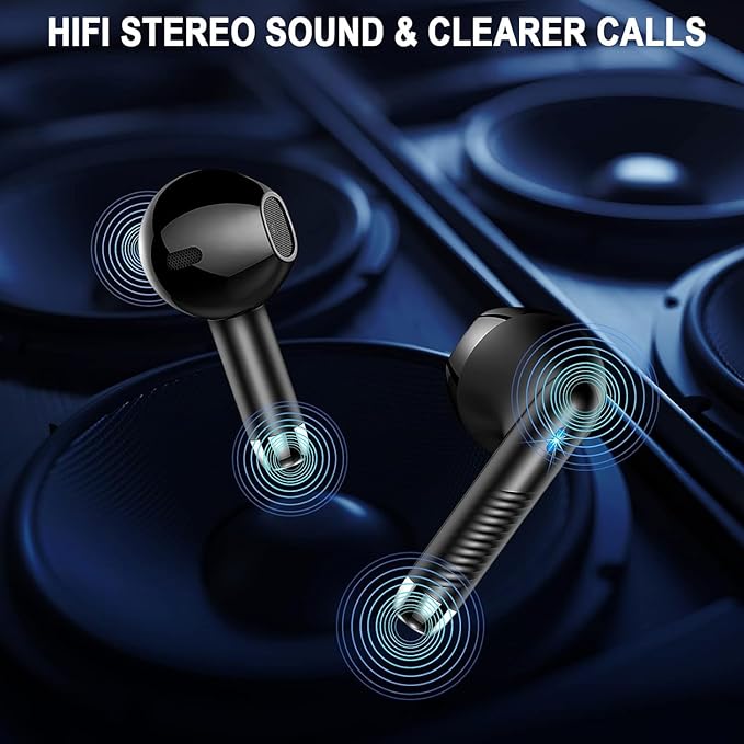 Wireless Bluetooth 5.4 Earbuds, Ear Buds LED Power Display Headphones 6D Stereo, Bluetooth Earbuds in-Ear Noise Cancelling Mic, 40H Playback Mini Case IP7 Waterproof Sports Earphones for Android iOS