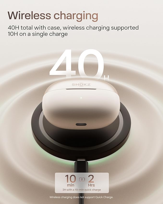 SHOKZ OpenDots ONE - Open-Ear Headphones - Wireless Bluetooth Earbuds with Microphone - Secure, Lightweight, Clip-On Fit - Premium Dolby Audio - Water Resistant - Fast Charging - Up to 40 hrs Playtime