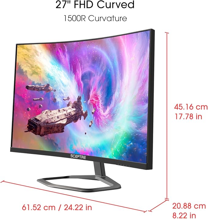 New Curved 27 inch Gaming Monitor 240Hz Plus FreeSync DP HDMI Build-in Speakers, Machine Black 2025