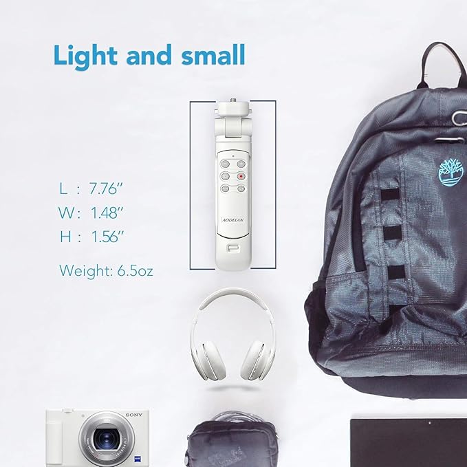 AODELAN Wireless Shooting Grip Tripod with Remote Control for Vlogging, for Sony ZV-E10,ZV-1,ZV-1 II, ZV-1F, a6100, a6400, a6600, a7 III, a7R III, a7R IV, a9, a9 II, Replace Sony GP-VPT2BT（White