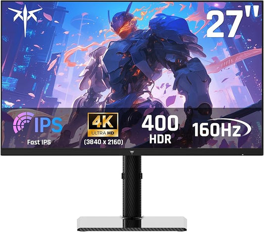 KTC 27 Inch 4K Gaming Monitor - UHD 160Hz Monitor with Fast IPS Panel, 1ms MPRT, 140%sRGB, HDR 400, Adaptive Sync, HDMI DisplayPort, Height Tilt Pivot Swivel Adjustable, Carbon Fiber Backcover, U27T6