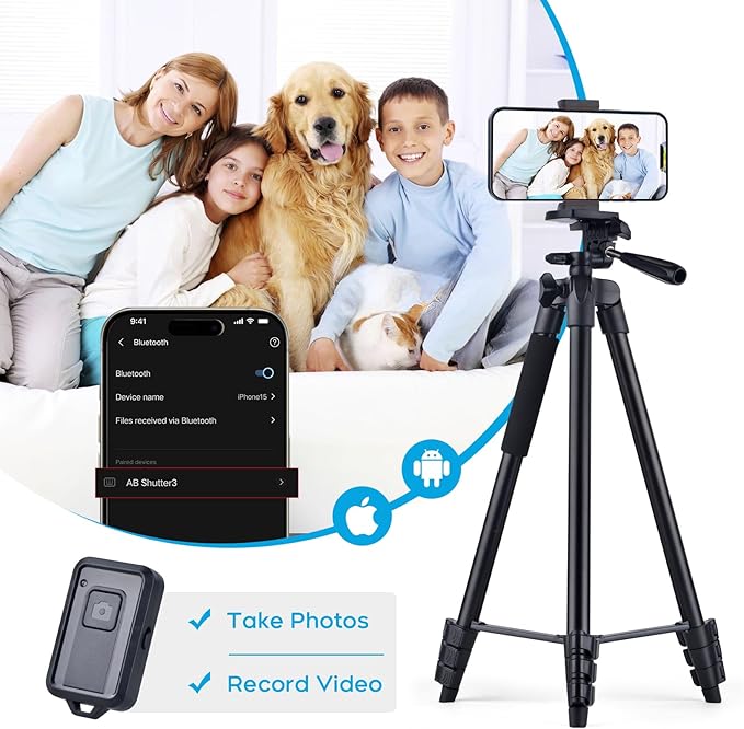 Phone Tripod - Linkcool 160cm 63" Adjustable iPhone Tripod for Smartphone Samsung iPhone Camera Stand, Lightweight Portable Tripod for iPhone with Remote Shutter Control