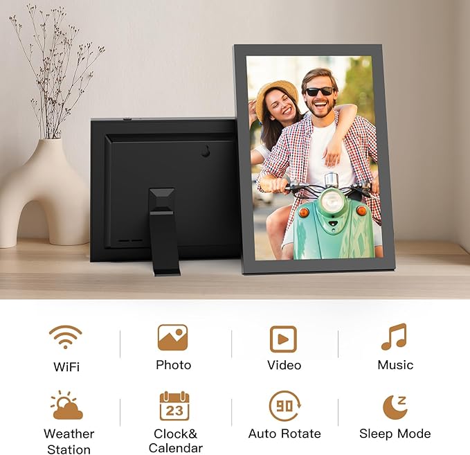 Digital Picture Frame 10.1-inch Digital-Photo-Frame - 32GB Digital Frame, IPS Touch Screen, Auto-Rotate, Slideshow, Load Photo Video from Phone via APP Email, Free Cloud, Birthday Gifts for Women Men