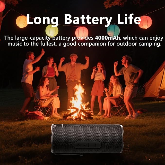 COOPERS Portable Bluetooth Speaker, Wireless Bluetooth Speaker, IPX5 Waterproof Speakers with RGB Lights, Loud Stereo Sound Deep Bass, Long Playtime TWS Pairing for Home/Party/Outdoor Beach
