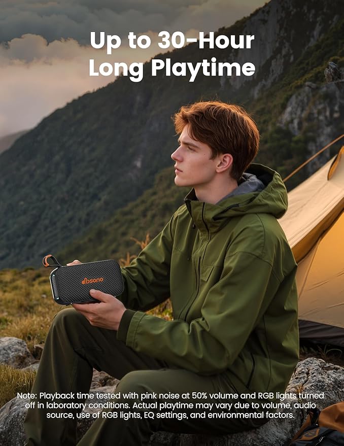 Portable Bluetooth Speaker Wireless: White Elephant Gifts Stocking Stuffers for Adults/Men/Teens, 30H Playtime, Powerful Bass, RGB Lightshow, IPX5 Water Resistant, Beach Vacation Essentials, Black