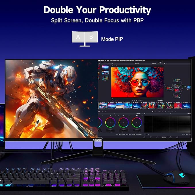 Gaming Monitor 34 inch IPS 120Hz, Ultrawide PC Screen 2560×1080P Ultra-Thin Zero Frame Computer Display for Home Office Business, DP, HDMI, Wall-Mounted, Black