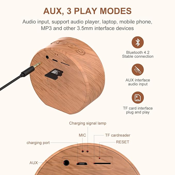 Wireless Speakers, Portable Bluetooth Speaker with IPX4 Waterproof, Perfect Small Size, HD Sound, Wireless Bluetooth Speaker for Home Office Bookshelf Outdoor Travel Camping-White