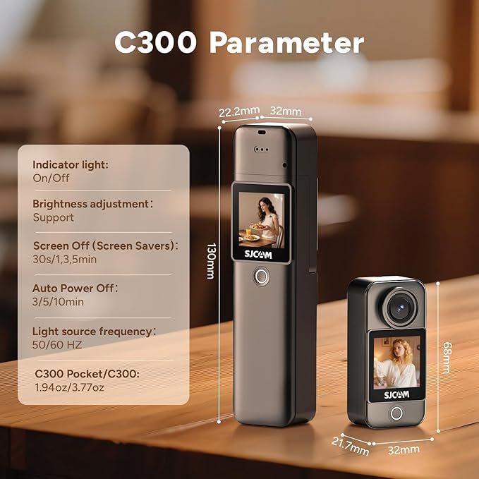 SJCAM C300 4K Pocket Action Cam with Stabilization,154° Wide FOV Video Recroding,64GB Card vlogging Camera,7h use time,30m Waterproof Body cam, Magnetic Werable Camera for Travel,Creators,Kids