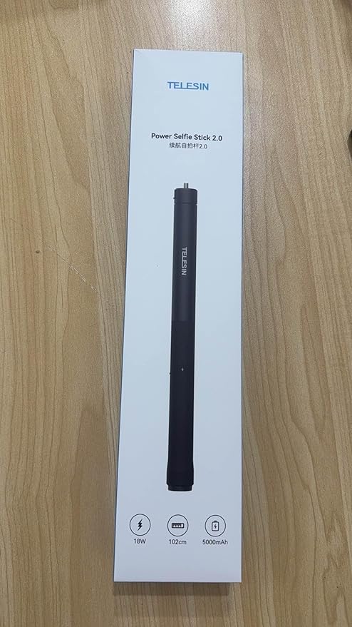 TELESIN Power Grip Selfie Stick for Gopro, 40.16”Extension Charging Handle Grip, 5000mAh Battery Power Selfie Sticks, Portable Monopod Pole for GoPro Hero 13 12 11 Insta360 DJI Action Camera, Phone