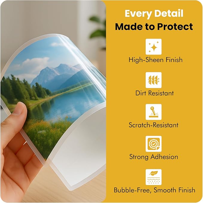 Thermal Laminating Pouches 3MIL – 200 Pack, 9 x 11.5 Inches – Glossy, Photo-Safe, Waterproof, Compatible with All Thermal Laminators – Letter Size Sheets for Documents, Photos, Menus & More.