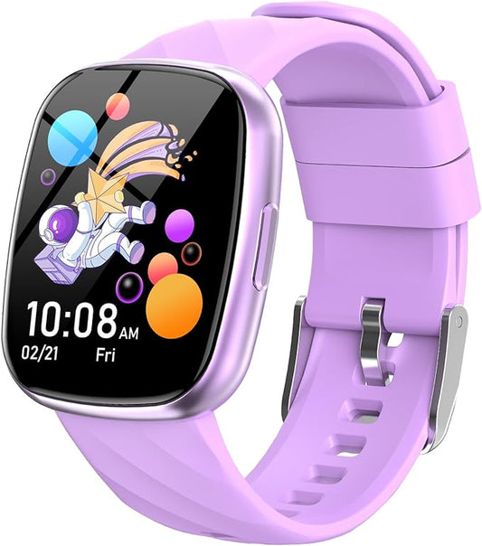 Smart Watch for Kids Fitness Activity Tracker for Boys Girls, Waterproof, Puzzle Games, Alarm Music, Sport Mode, Heart Rate, Sleep, Pedometer, Children Smartwatch Birthday Gift for Teens, Purple