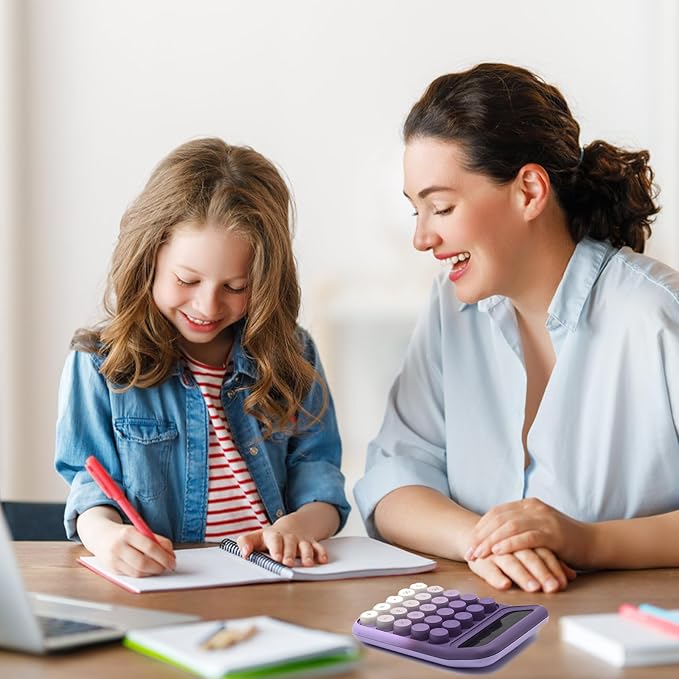 Standard Calculator - Gradient Purple with 12 Digit Display and Big Buttons, Cute Office and School Accessory