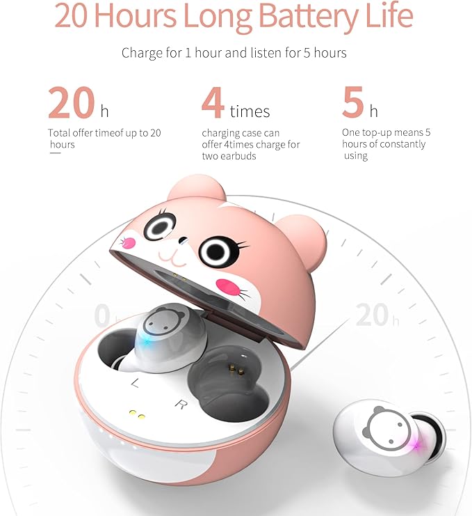 Wireless Earbuds,Kids Wireless Ear Bud with Cute Charging Case, Waterproof Stereo Smallest Wireless Earphone with Microphone for Workout Sport, Headphones for Kids and Adult