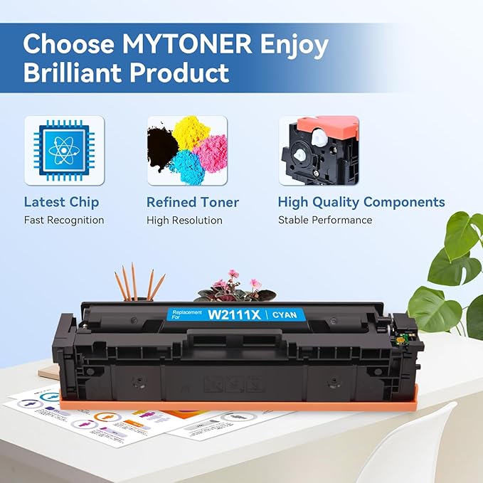 MYTONER 206X Toner Cartridges 4 Pack High Yield (with Chip) Compatible Replacement for HP 206A 206X for Color Pro MFP M283fdw M283cdw M282nw Pro M255dw M255nw M283 M255 M282 Printer W2110X W2110A