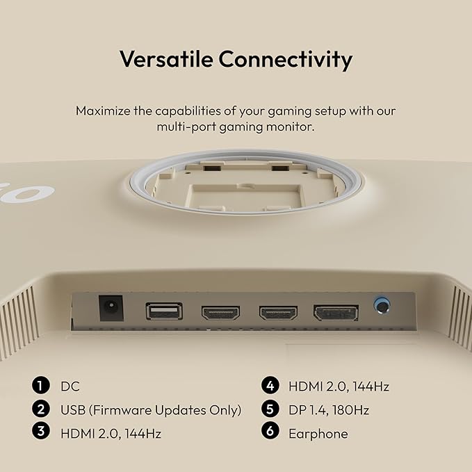 Pixio PX278 Wave Beige 27 inch 180Hz Refresh Rate QHD 1440p Resolution Fast IPS Panel 1ms GTG Response Time Beige Gaming Monitor with Adaptive Sync