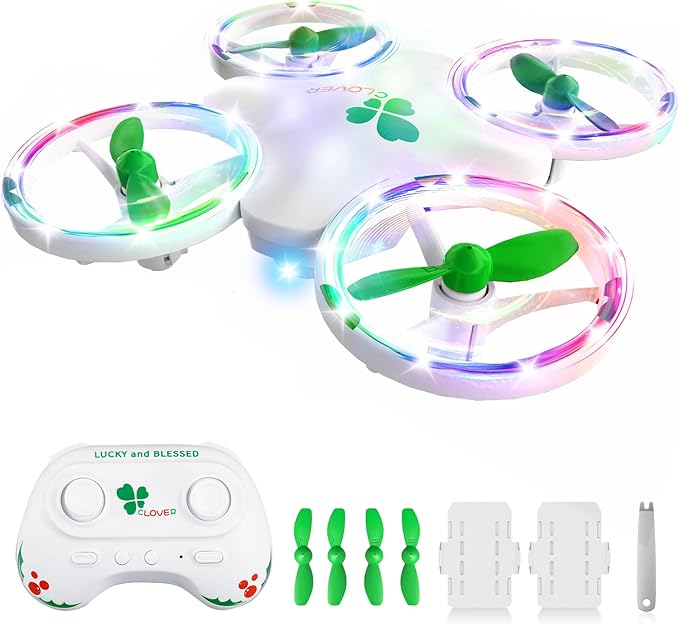 Clover Mini Drone for Kids – Beginner-Friendly LED Quadcopter with Dual Modular Batteries, Easy to Fly, Altitude Hold, One-Key Takeoff, 360 Flips – Gift for Boys & Girls Age 6+