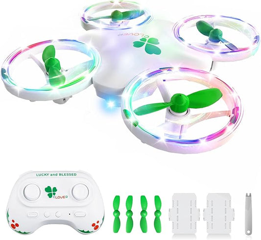 Clover Mini Drone for Kids – Beginner-Friendly LED Quadcopter with Dual Modular Batteries, Easy to Fly, Altitude Hold, One-Key Takeoff, 360 Flips – Gift for Boys & Girls Age 6+