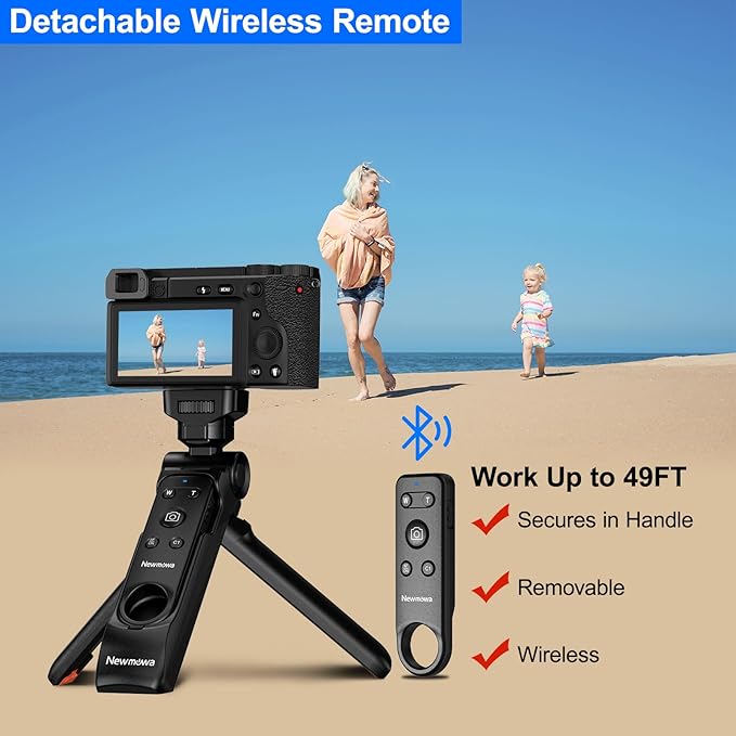 Newmowa Wireless Remote Control Shooting Grip & Mini Tripod for Sony ZV-1, ZV-1F, A7 III, A7R III, A9, A6100, RX100 VII, Canon EOS RP, EOS R, 6D Mark II, 800D, Nikon Z, Z6 II, Z50, COOLPIX A1000