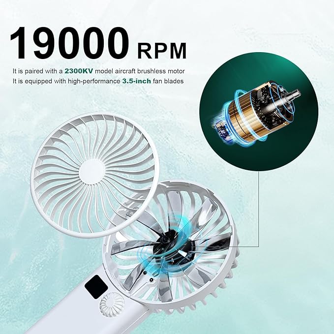 Handheld Brushless Turbo Fan with 19000 RPM High-Speed Drone Motor, Portable Super Strong Wind Cooling Fan, Requires 2x 21700 Battery (Not Included), for DIY/Drone/Camping/Outdoor