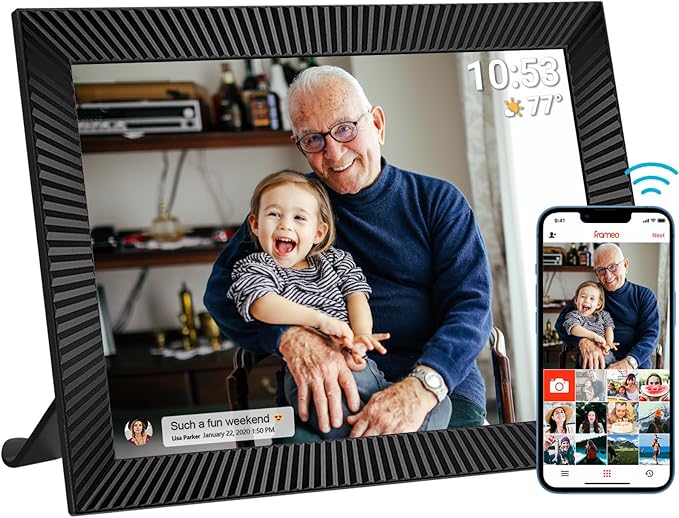 32GB FRAMEO 10.1 Inch Smart WiFi Digital Photo Frame 1280x800 IPS LCD Touch Screen, Auto-Rotate, Motion Sensor, Share Moments Instantly via Frameo App from Anywhere