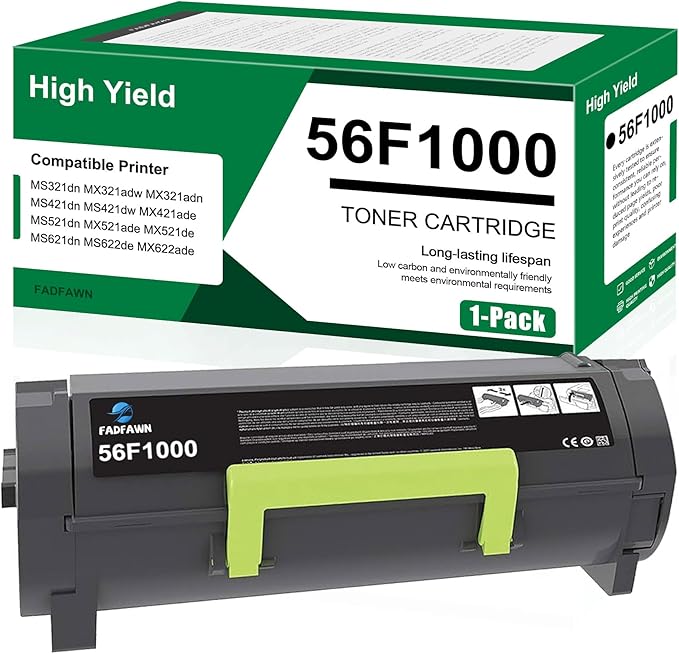 56F1000 High Yield Toner Cartridge Replacement for Lexmark 56F1000 Black Toner Cartridge Work for MS321 MS421 MS521 MS621 MS622 MX321 MX421 MX521 MX522 MX622 Laser Printer