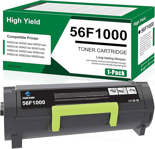 56F1000 High Yield Toner Cartridge Replacement for Lexmark 56F1000 Black Toner Cartridge Work for MS321 MS421 MS521 MS621 MS622 MX321 MX421 MX521 MX522 MX622 Laser Printer