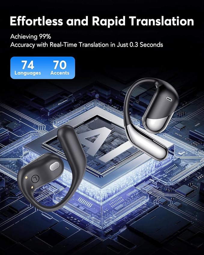 Translation Earbuds Real Time - AI 144 Language Translator Earbuds, Audifonos Traductores Inglés Español, 3-in-1 Translating Device, Translate Ear Buds for Travel Learning with Charging Case