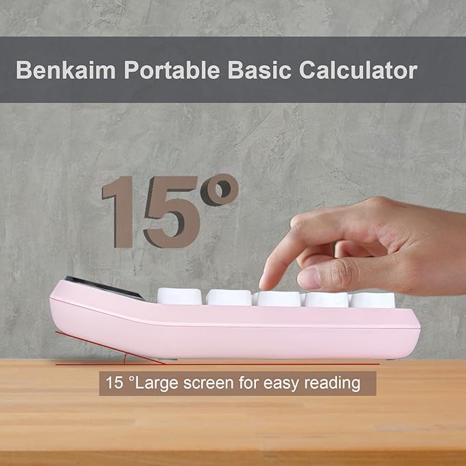 Calculators, Benkaim Desktop Calculator, Basic Standard Calculator, 10 Digit Large LCD Display Big Button Calculator, Pink Cute Desk Accessories for School, Office & Business Use (Pink)
