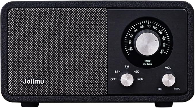 Portable FM Radio Bluetooth Speaker, 2600mAh Rechargeable, Built-in FM Antenna, SD Card Support, for Kitchen, Living Room, with Rotary Knob