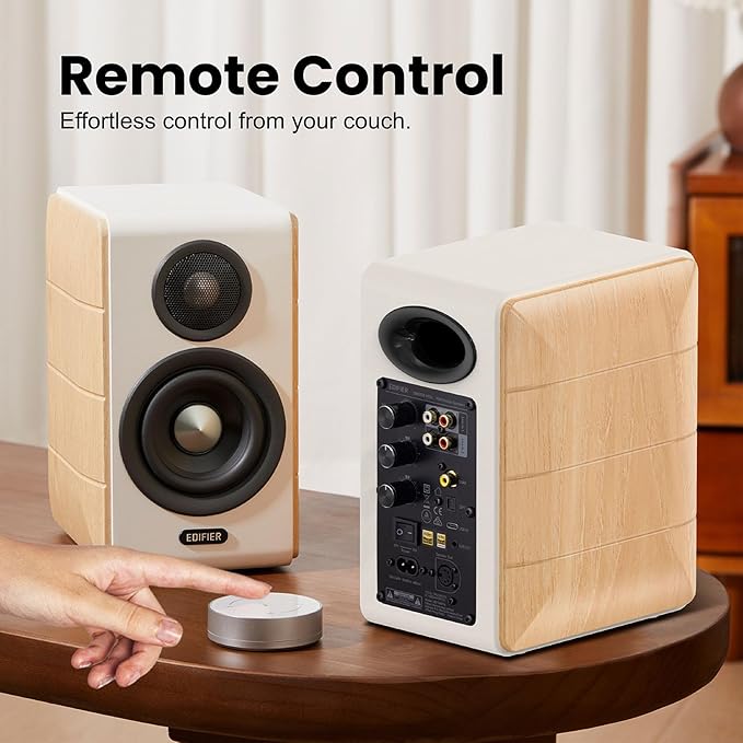 Edifier Active Bookshelf Speakers, 2.0 Computer Hi-Fi Speaker System, 88W RMS Hi-Res Audio with LDAC Bluetooth USB-C Optical Coaxial RCA Input Subwoofer Output for Record Player TV, Pair - White