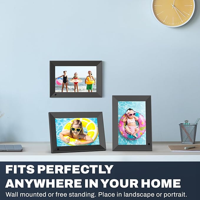 8 inch Digital Picture Frame, 1280x800 HD IPS WiFi Digital Photo Frame, 16GB Storage, Instantly Share Photo/Video via Apps/Email, USB/Mirco SD, Black