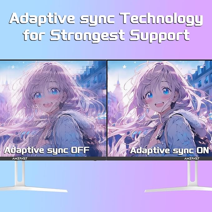 Amzfast 24 Inch Gaming Monitor 200Hz FHD 1080p Fast IPS Computer Monitor, 110% sRGB 1ms HDR Support Adaptive Sync, Eye Care VESA Mount HDMI 2.0 | Display Port 1.4 White Monitor, G24X1W