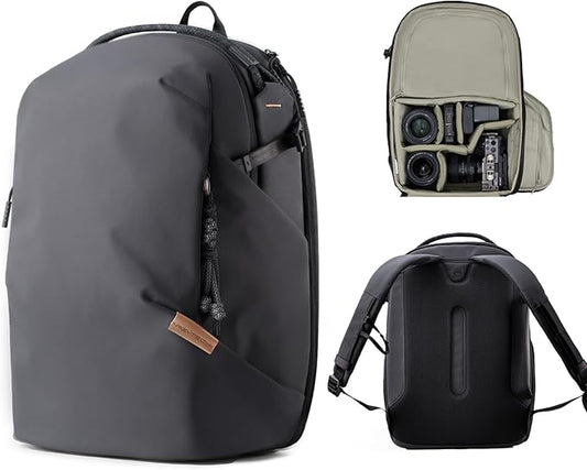 PGYTECH OneGo Lite 16L Camera Backpack Water-Resistant DSLR/Mirrorless Bag for Sony/Canon/Fujifilm, Drone Backpack, Tripod Mount Travel & Weekend Photography Pack for 14" Laptop (Matte Black)