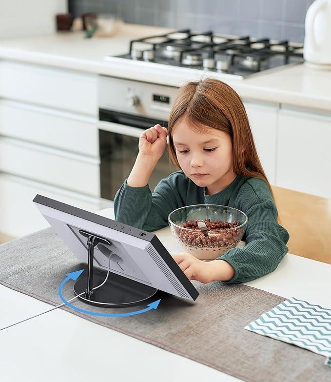 Almoz Swivel and Tilt Stand for Echo Show 15, Aluminum Stand for Show 15.6" Smart Display and Up to 18" iPad/Tablets, with 360 Degree Rotating Base, Viewing Angle Adjustable, No Need Mounting (Black)