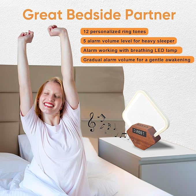 Sunrise Alarm Clock for Bedrooms Heavy Sleepers 15 Sleep Sounds White Noise Machine Baby/Adults 3 Color Table Lamp 10 Ringtones with PD22.5W USB C Fast Charger Birthday Gifts for Women