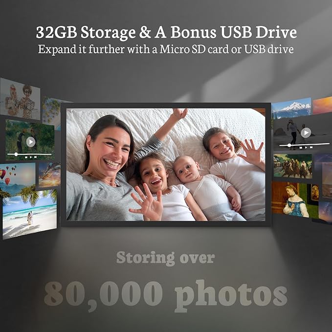 BSIMB Large Digital Picture Frame 21.5 Inch, Touchscreen 1920x1080 FHD WiFi Digital Photo Frame Electronic 32GB Remote Control, Share Pictures/Videos via App/USB/SD Easy Setup Gifts for Mom, Black