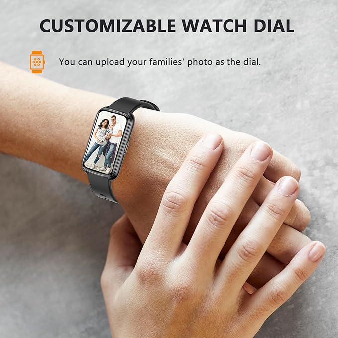 Fitness Trackers, 1.47 Inch Smartwatch, Touchscreen Activity Tracker with Thin Smartband Design, 5ATM Waterproof Fitness Watch Blood Oxygen Heart Rate Monitor for Android/iOS (Black)