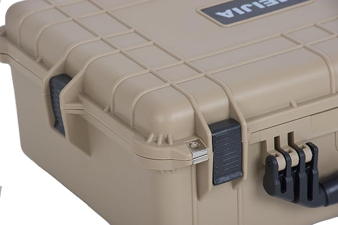 MEIJIA Portable All Weather Waterproof Protective Hard Case,Compact Camera Case with Customizable Fit Foam,Fit Use of Drones,Camera,Equipments, 20.62 x16.85x8.11inches(Desert Tan)