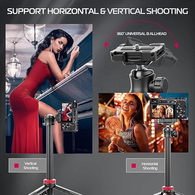 ULANZI MT-44 Extendable Phone Tripod, 59" Selfie Stick Vlog Stand with 2 in 1 Phone Clip, 360° Ball Head Camera Tripod for iPhone Sony DJI Osmo Nano Action Camera, Lightweight for Travel