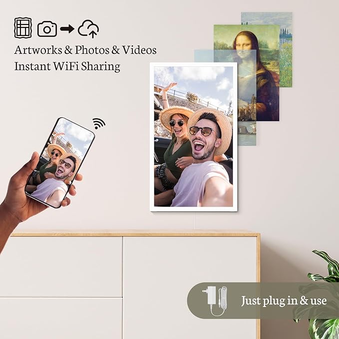 BSIMB Large Digital Picture Frame 21.5 Inch, 64GB Touchscreen 1920x1080 FHD WiFi Digital Photo Frame Electronic Remote Control, Share Pictures/Videos via App/USB/SD Easy Setup Gifts for Mom, White