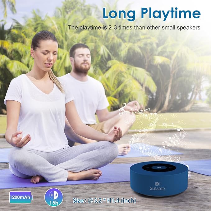 XLeader Mini Bluetooth Speaker (Travel Case Provided) HD Sound&Rich Bass, Touch Design, 12-15H Playtime, Support Aux input, Micro SD, Mic, Small, for iPhone Laptop Shower Office, Ideal Gifts, Sea Blue