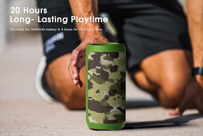 EDUPLINK Bluetooth Speaker, Portable Wireless Speakers, Waterproof Ipx7 Speaker, Music Box, TWS Pairing Stereo, Long Playtime for Girl, Maiden, Women, Girlfriend，Home, Travel, Camouflage