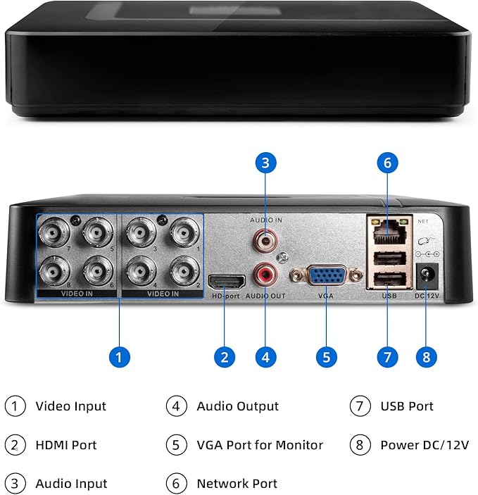 8CH H.265+ DVR and 4 x 1920TVL 2MP Home CCTV Cameras,Wired Security Camera System Outdoor, Smart face Capture and face Retrieval Functions,Email Alert, Mobile APP & PC Remote,1TB Hard Drive