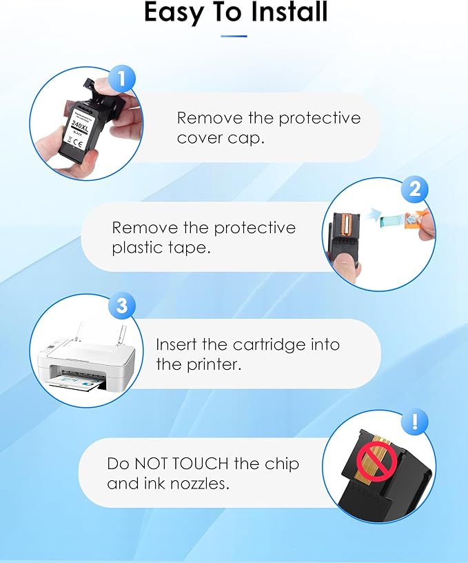 240XL Black Ink Cartridge Replacement for Canon 240XL 240 XL PG-240 PG-240XL for PIXMA MG3620 MG3600 TS5120 TS5100 MG3220 MG3520 MG2120 MX472 MX452 Printer (2 Black)