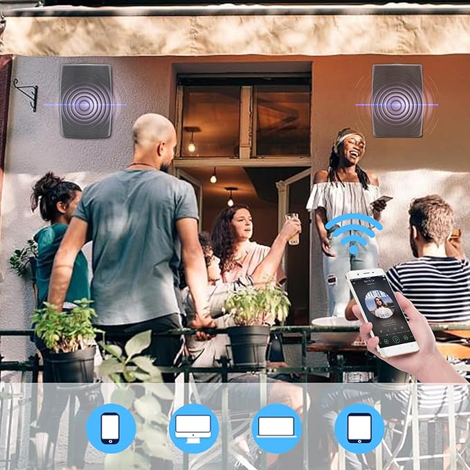 Herdio 6.5 Inches Indoor Outdoor Bluetooth Speakers Waterproof Wired 400 Watts with Powerful Bass,2 Way Wall Mount Speakers All-Weather Durability for Patio Home Deck Porch Backyard(Pair,Black)