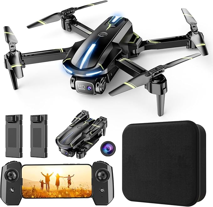 Drone with Camera 1080P HD FPV Foldable Mini Drone for Beginners Kids Adults, Drone with One Key Take Off/Landing, Gesture Selfie, Altitude Hold, 3D Flip, Easy to Fly, 2 Batteries, Toys for Boys Girls