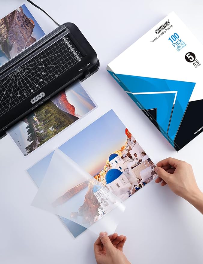 Thermal Laminating Pouches for Laminator, 5Mil Thickness, Letter Size Sheet 8.9×11.4inches, 100-pack, Clear