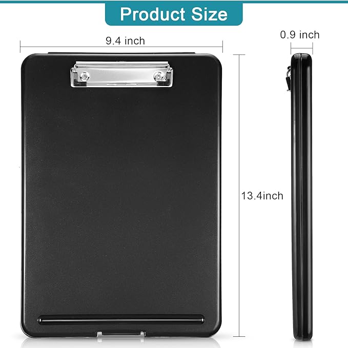 10 Pieces Clipboard with Storage Plastic Storage Clipboard Nursing Clip Board Foldable Clip Board with Low Profile Clip for Home Office School, Size 9.5 x 13.5 Inch(Bright Color)